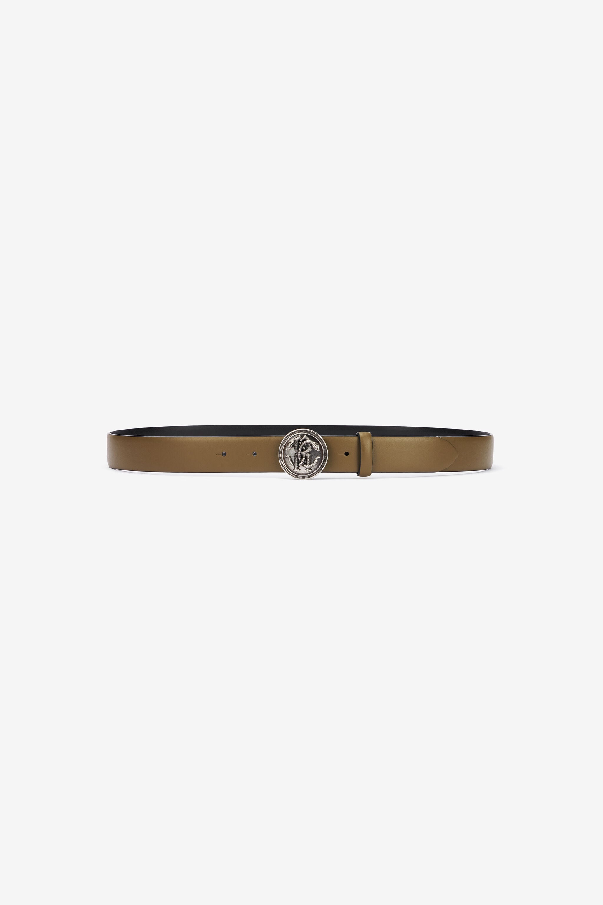 RC Solid-Color Belt With Mirror Snake Monogram RC Solid-Color Belt With Mirror Snake Monogram KAKI TRC003-PZ178