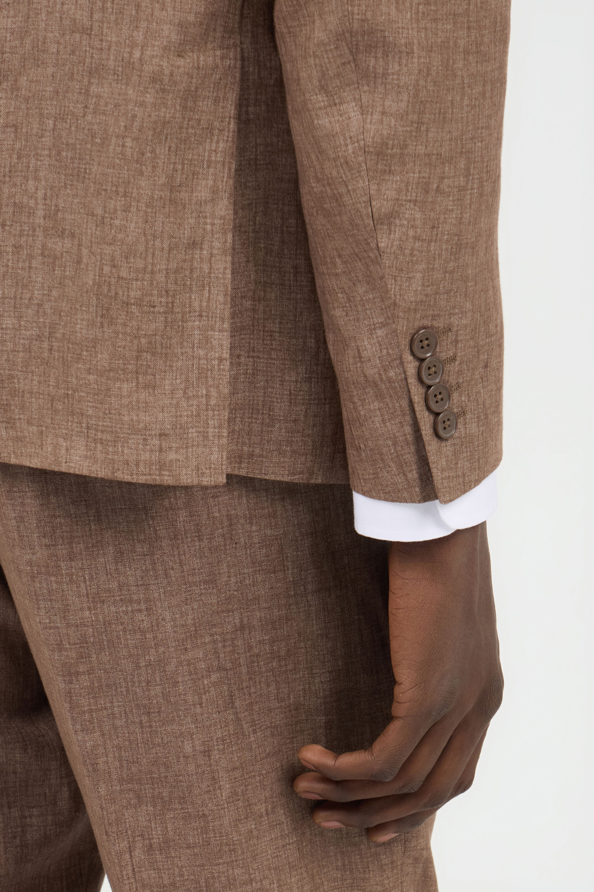 RC Brown Tailored Linen Suit BROWN QOT40P-1NO01