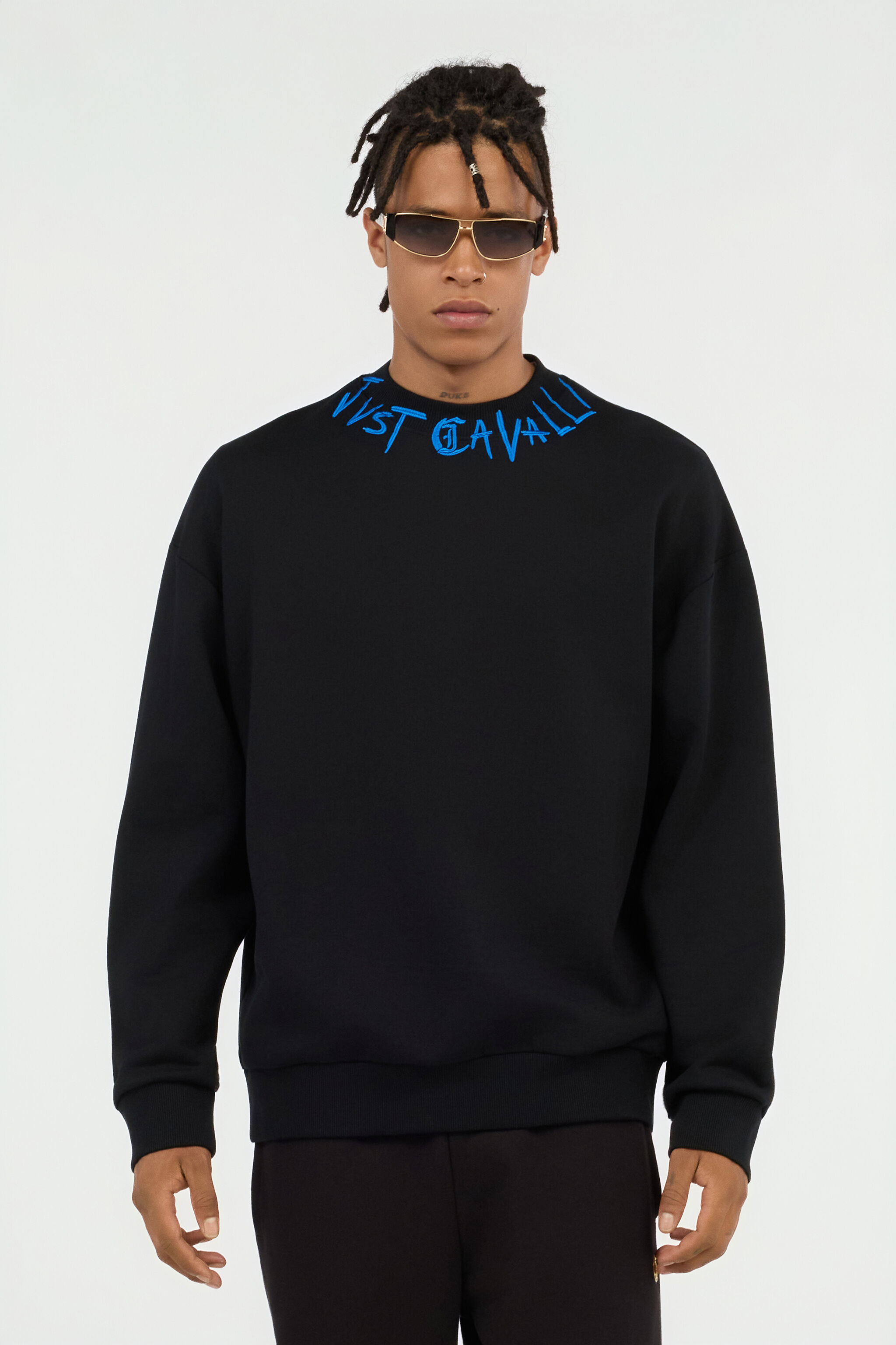 JC Black Sweatshirt With Graffiti Logo Embroidery JC Black Sweatshirt With Graffiti Logo Embroidery BLACK VFT086-VF130