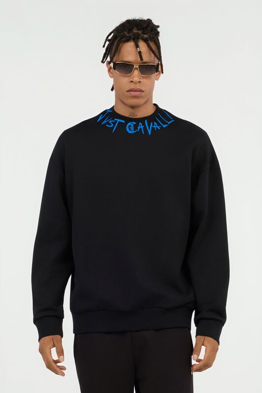 JC Black Sweatshirt With Graffiti Logo Embroidery JC Black Sweatshirt With Graffiti Logo Embroidery BLACK VFT086-VF130