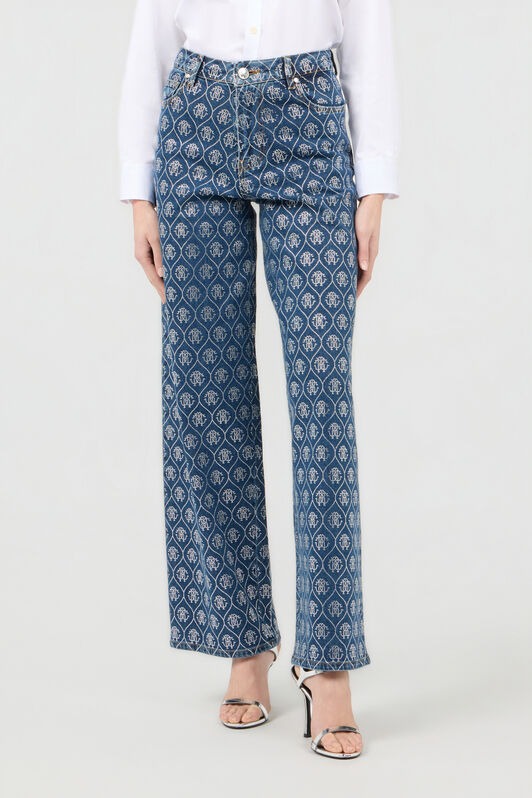 RC Jeans aus Denim mit Allover-Monogramm aus Strass RC Jeans aus Denim mit Allover-Monogramm aus Strass LIGHT BLUE SOJ20K-DY012