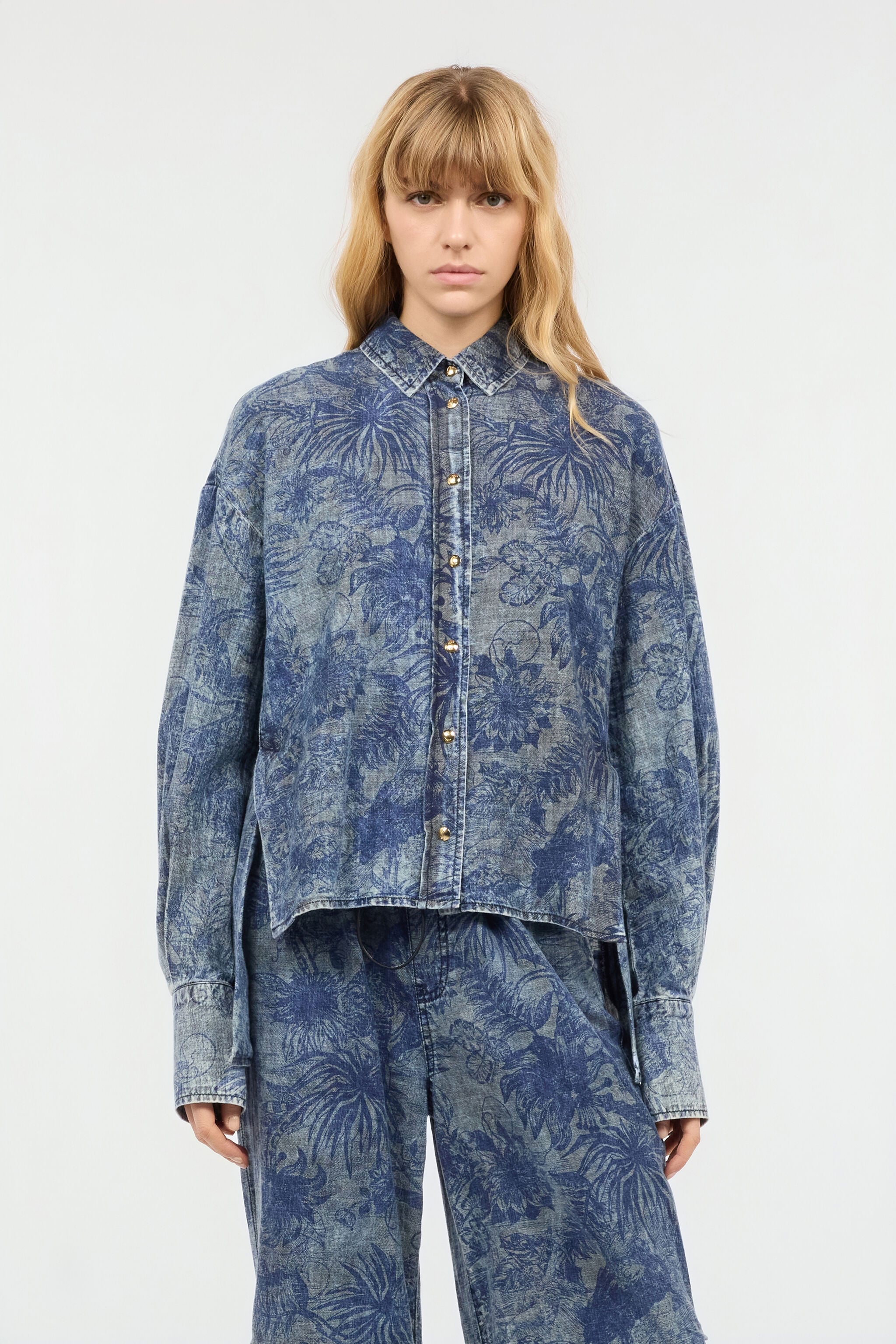 JC Floral-Print Shirt JC Floral-Print Shirt Blue UFT144-UF210