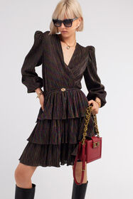 JC Midi Dress with Flounces BLACK RKT958-RK467