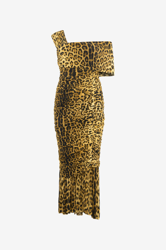 RC Midi Dress With Jaguar Skin Print RC Midi Dress With Jaguar Skin Print Brown VWT123-NCQ71