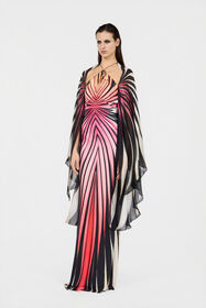 RC Ray Of Paradise Print Silk Maxi Dress CORAL XKT193-JRM33