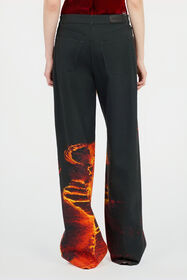 RC Stretch Denim Jeans With Lava Print Black/Orange VWJ207-DAQ76