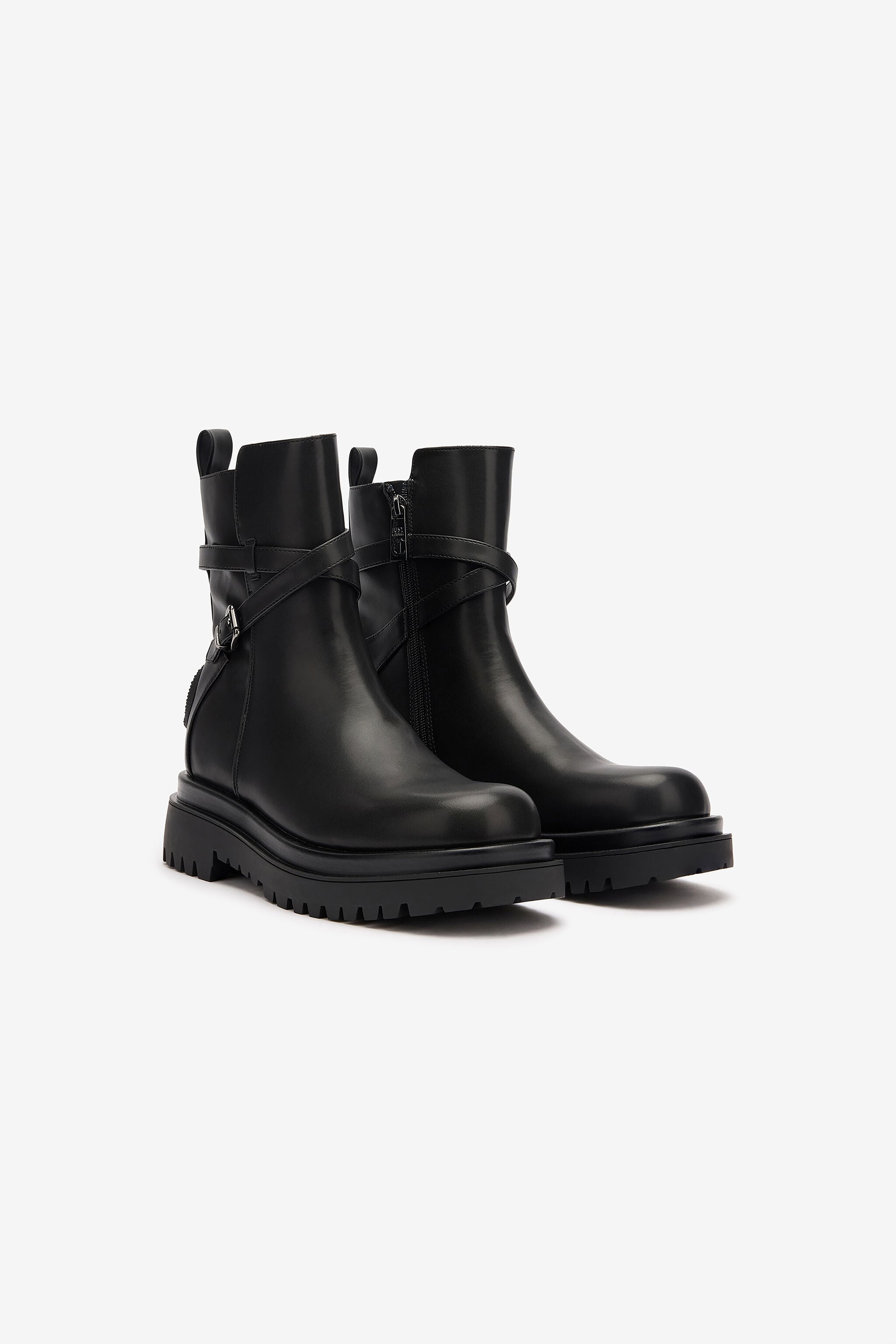 JC Combat Boots With Strap And JC Monogram JC Combat Boots With Strap And JC Monogram Black TFS036-TF269