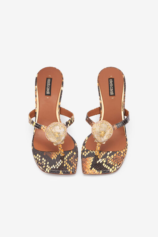 RC Sandalias Con Estampado Python Y Concha RC Sandalias Con Estampado Python Y Concha Marrón UWS004-PN053