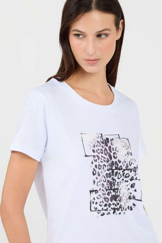 RC Weißes T-Shirt mit Leoparden-Grafik RC Weißes T-Shirt mit Leoparden-Grafik WHITE TOT60B-JD003