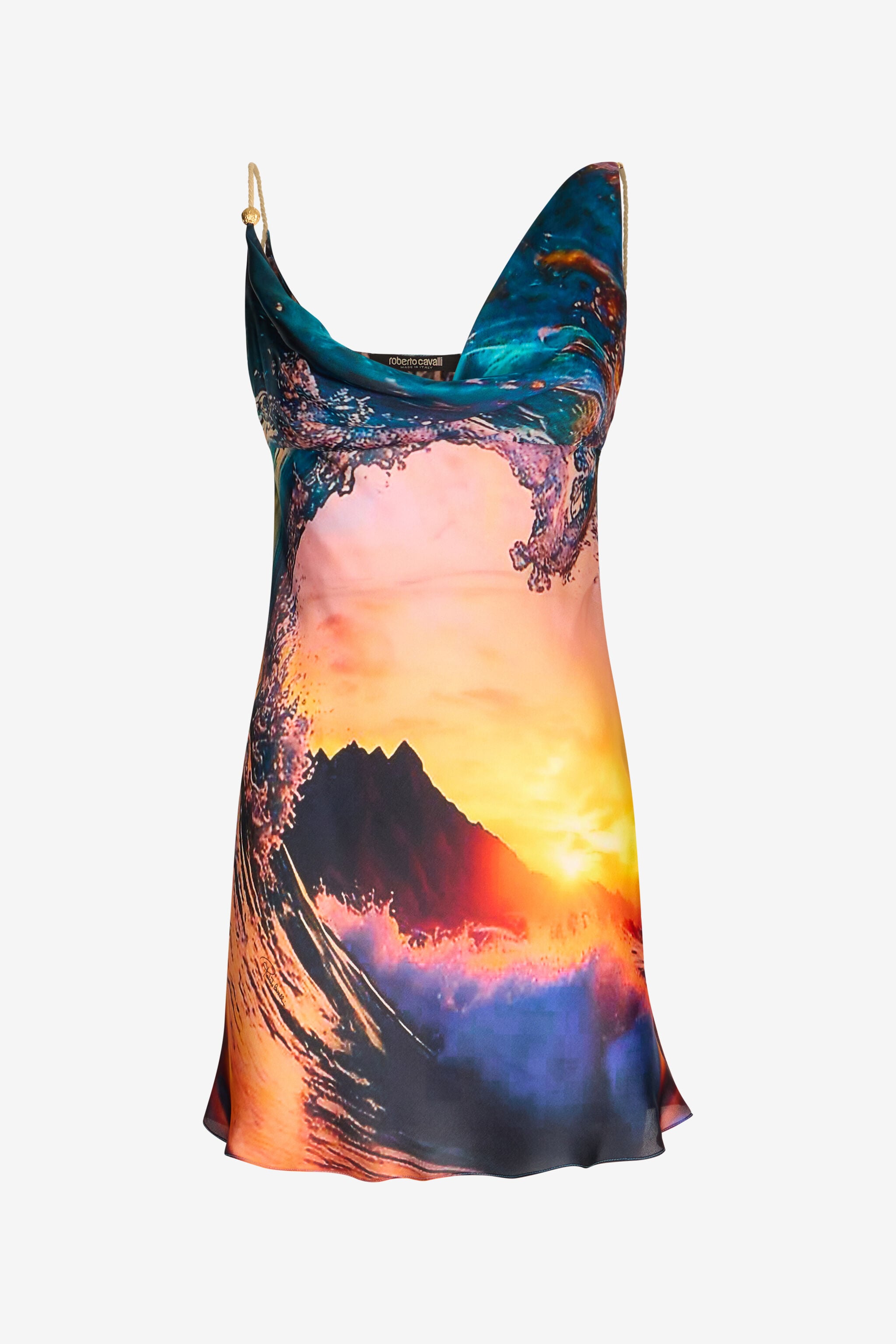 RC Itaca Print Silk Mini Dress RC Itaca Print Silk Mini Dress Blue/Orange UWT135-CTN98