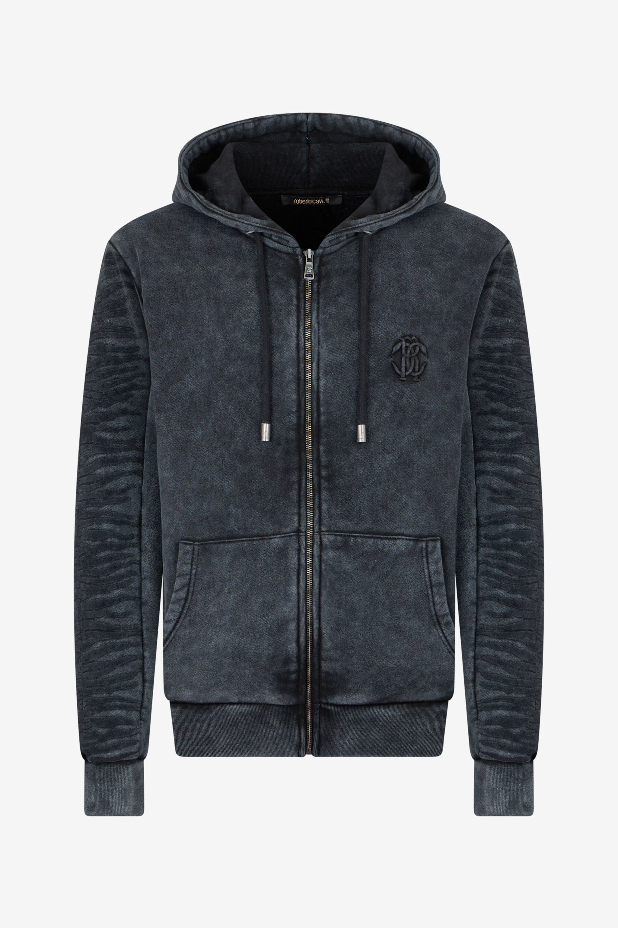Black Washed Hoodie With Monogram RC in BLACK for Men | Roberto