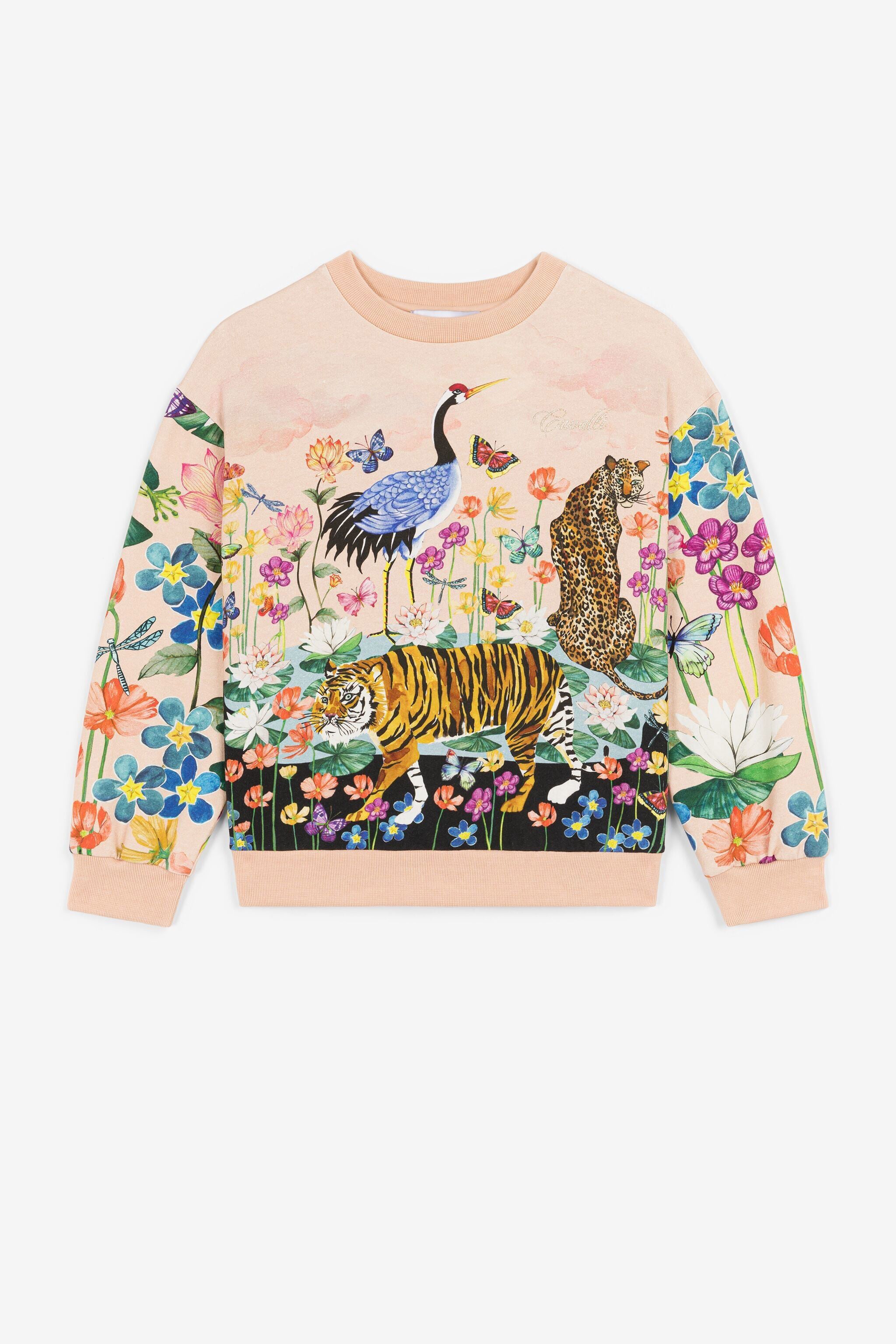JU Sweatshirt mit Wildtier- und Blumendruck JU Sweatshirt mit Wildtier- und Blumendruck Rosa PJT944-5OF23
