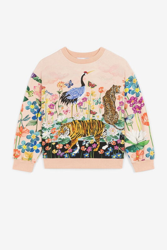 JU Sweatshirt mit Wildtier- und Blumendruck JU Sweatshirt mit Wildtier- und Blumendruck Rosa PJT944-5OF23