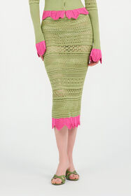 RC Gonna Midi in Maglia con Dettaglio a Contrasto LIGHT GREEN WQM305-MA018
