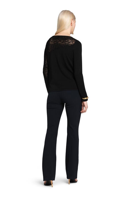 RC Floral-Knit Lace-Insert Top BLACK KQM610-MI001