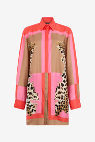 RC Abito In Seta Con Stampa Cavalli Pop CORAL RED WQT160-OZR33