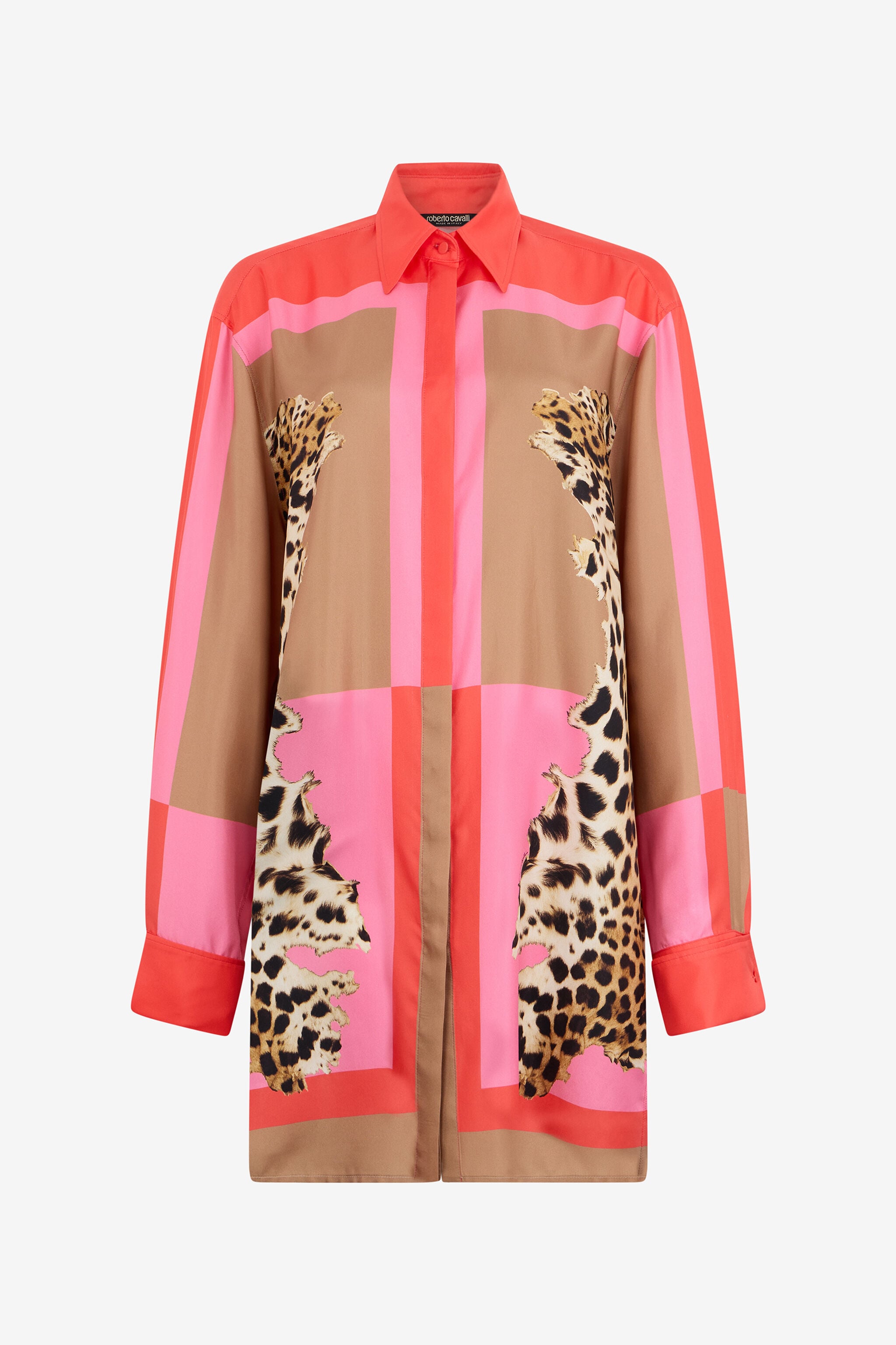 RC Abito In Seta Con Stampa Cavalli Pop CORAL RED WQT160-OZR33
