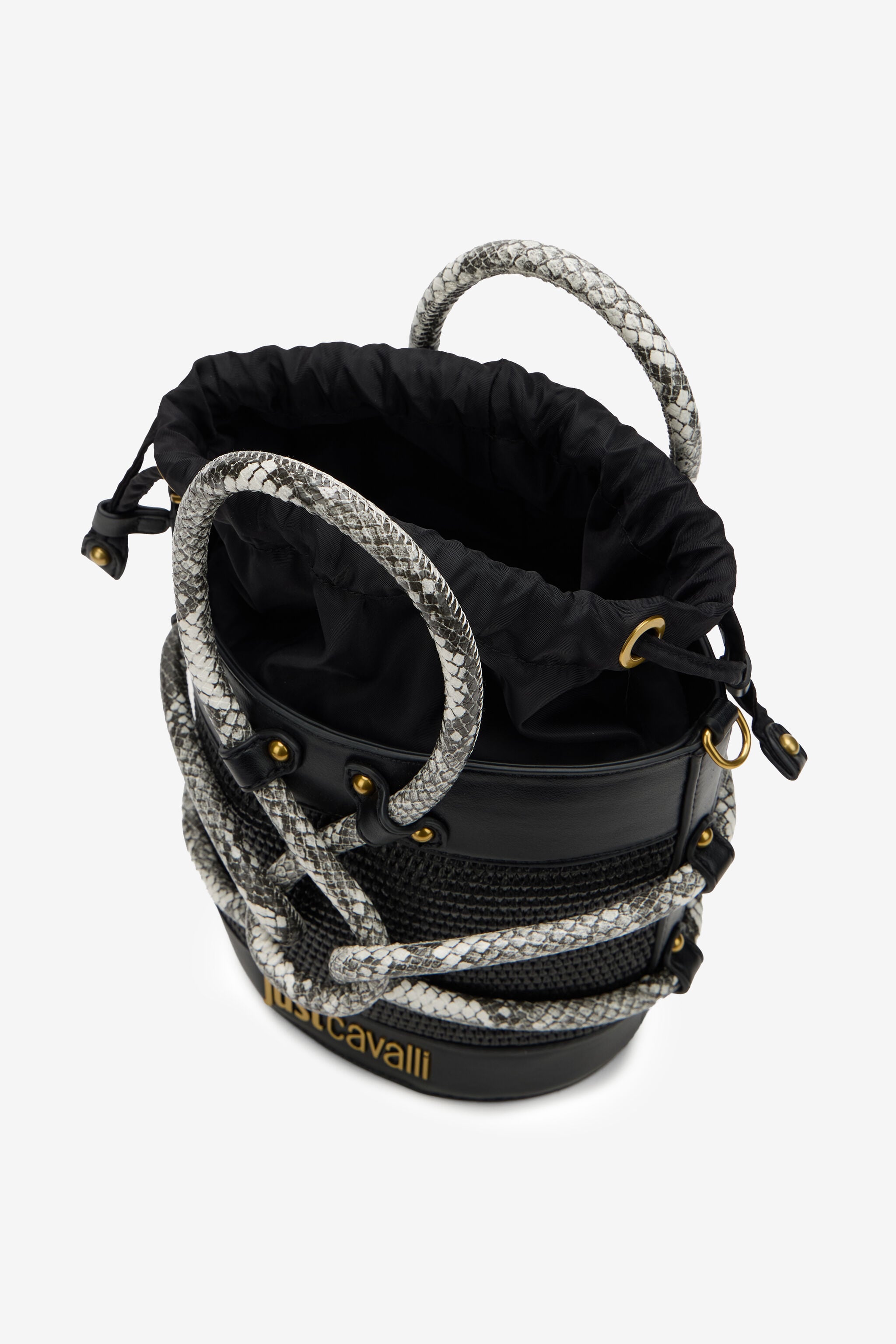 JC Black Bucket Bag With Python Print Details JC Black Bucket Bag With Python Print Details BLACK WFB116-WF446