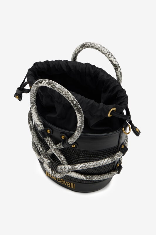 JC Black Bucket Bag With Python Print Details JC Black Bucket Bag With Python Print Details BLACK WFB116-WF446