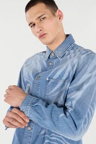 RC Denim Shirt With Tiger Skin Print Light blue URJ775-VMN73