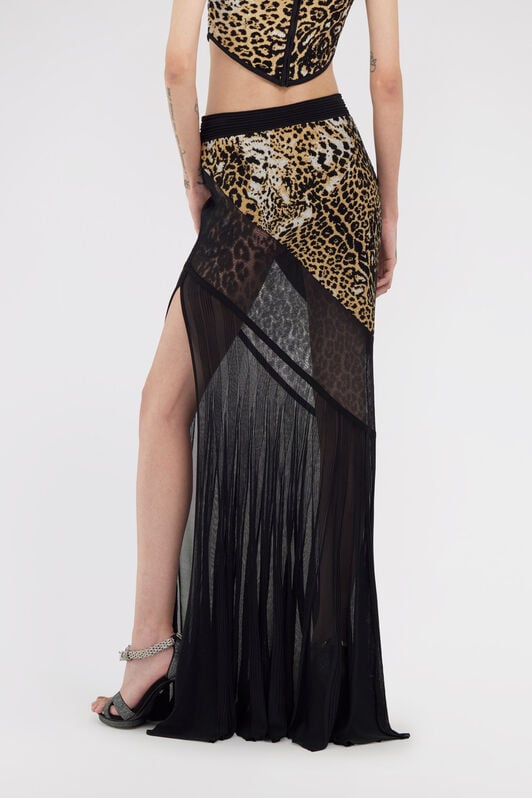 RC Semi-transparent skirt with Jaguar skin print RC Semi-transparent skirt with Jaguar skin print Light Brown/Black SKM351-MA007