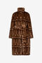 RC Long faux fur coat with high collar Brown TKT501-FY080