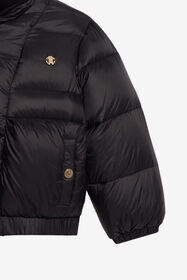 JU Schwarze Steppjacke mit grünem Jaguar-Print-Futter BLACK/G.V. XJT40T-5RS64