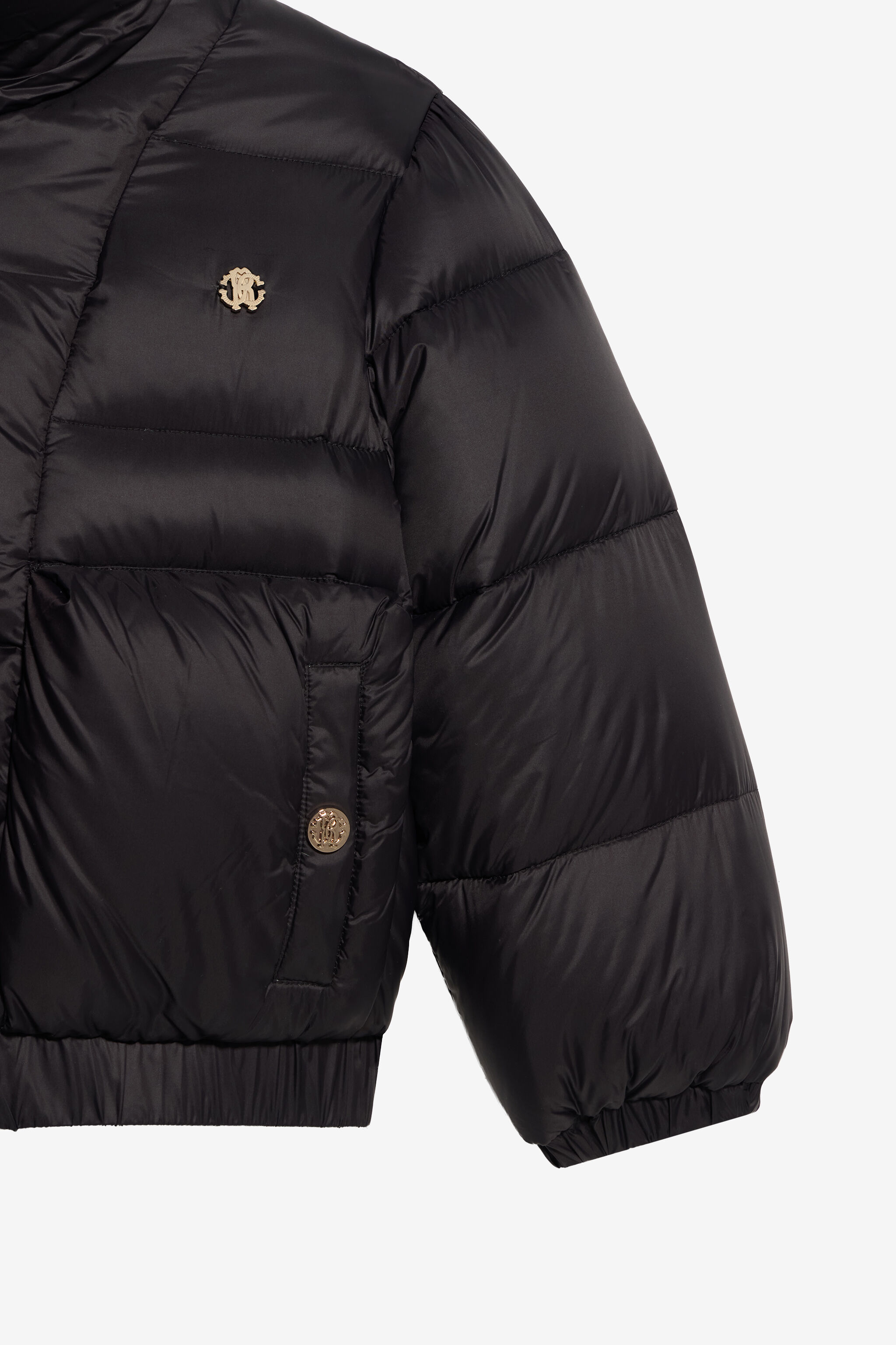 JU Schwarze Steppjacke mit grünem Jaguar-Print-Futter JU Schwarze Steppjacke mit grünem Jaguar-Print-Futter BLACK/G.V. XJT40T-5RS64