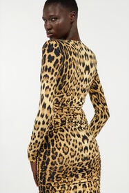 RC Midi Dress With Jaguar Skin Print Brown VWT153-LNQ71