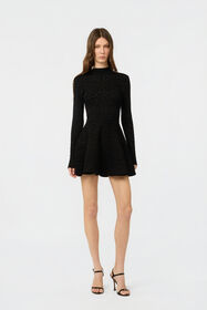 RC Black Knit Mini Dress with Leopard Motif BLACK XWM105-MO011