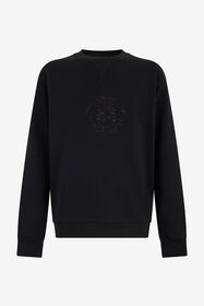 RC Schwarzes Rundhals-Sweatshirt mit besticktem Logo BLACK TOT66C-CF051