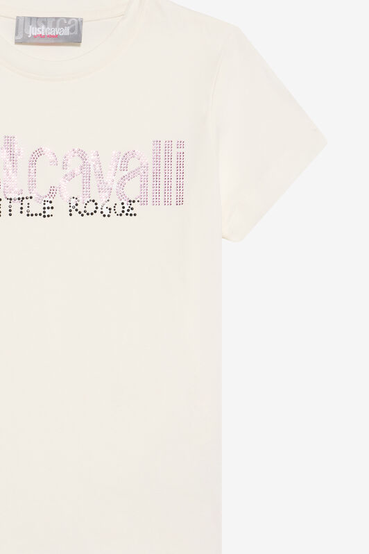 JC T-Shirt with Rhinestone Logo MARSHMALLOW XFT63F-JD005