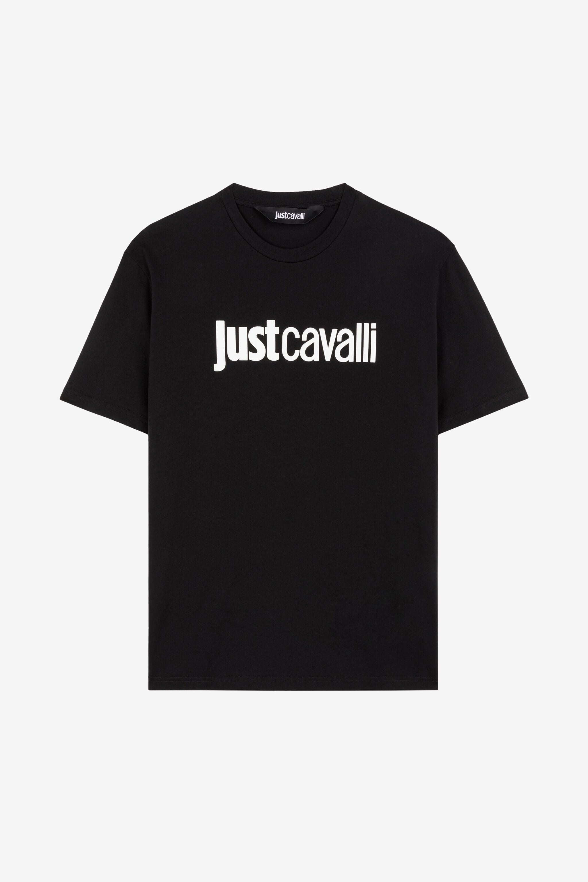 JC Just Cavalli Logo-Print Cotton T-Shirt JC Just Cavalli Logo-Print Cotton T-Shirt BLACK Q61271-Q0174