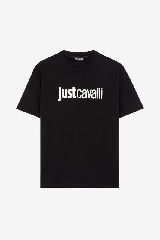 JC Just Cavalli Logo-Print Cotton T-Shirt JC Just Cavalli Logo-Print Cotton T-Shirt BLACK Q61271-Q0174