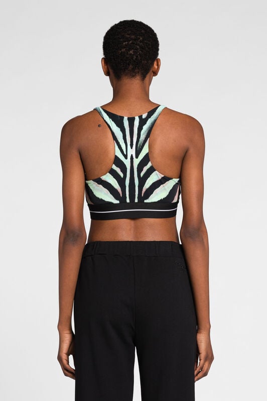 RC Crop-Top mit Zebra-Print und Logo-Jacquard RC Crop-Top mit Zebra-Print und Logo-Jacquard Hellgrün/Schwarz OQT60D-LND03