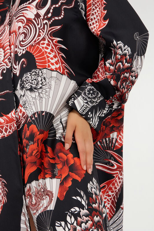 RC Short dress black with red and white dragon print RC Short dress black with red and white dragon print NERO/BIANCO/ROSSO VQT160-OZP75