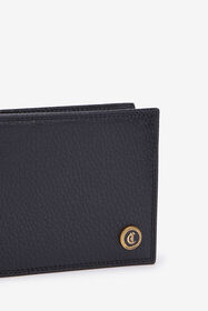 JC Black Leather Bifold Wallet with Logo BLACK VFP010-VF566