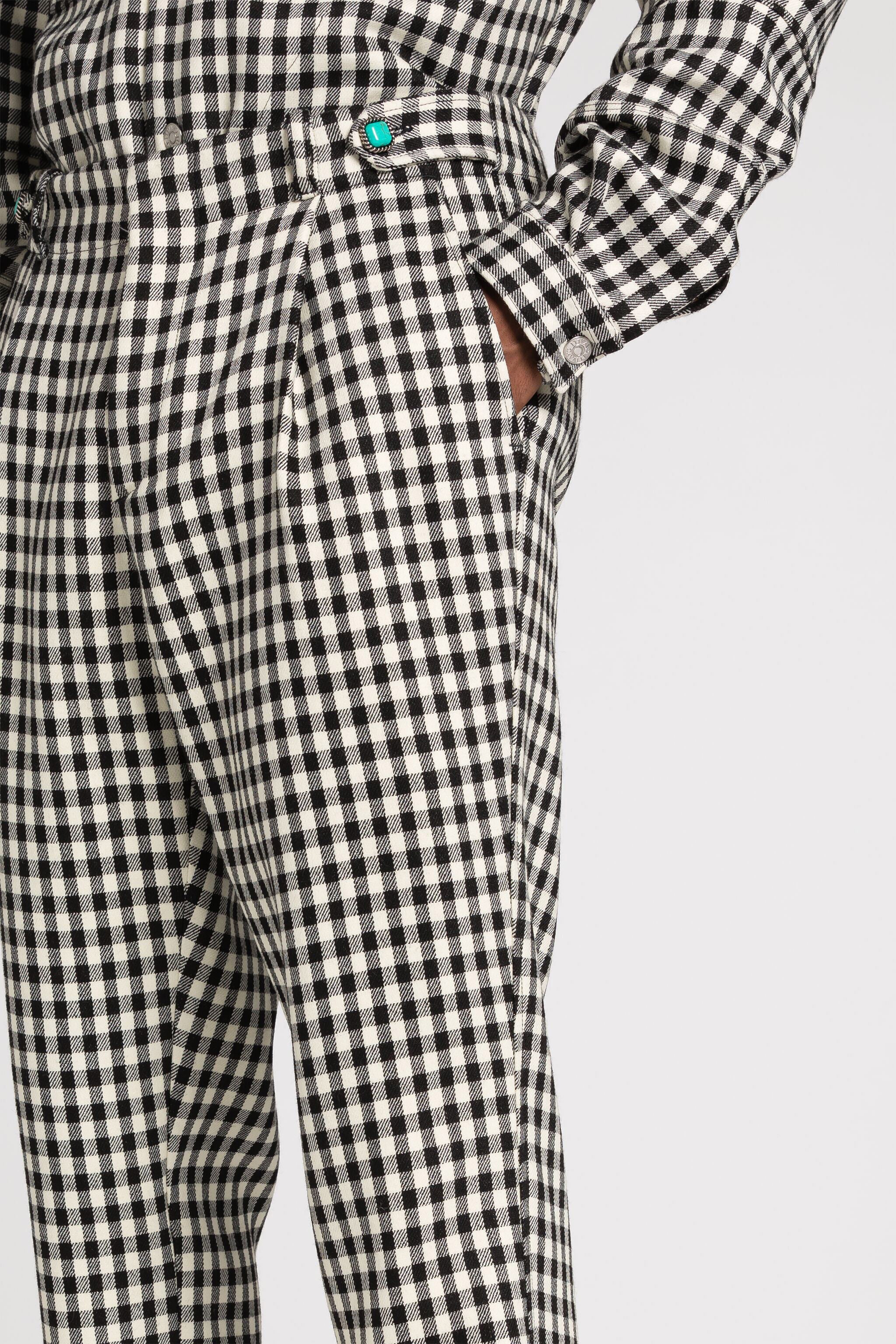 RC Gingham Straight-Leg Tailored Trousers Black/White RRT261-AIC02
