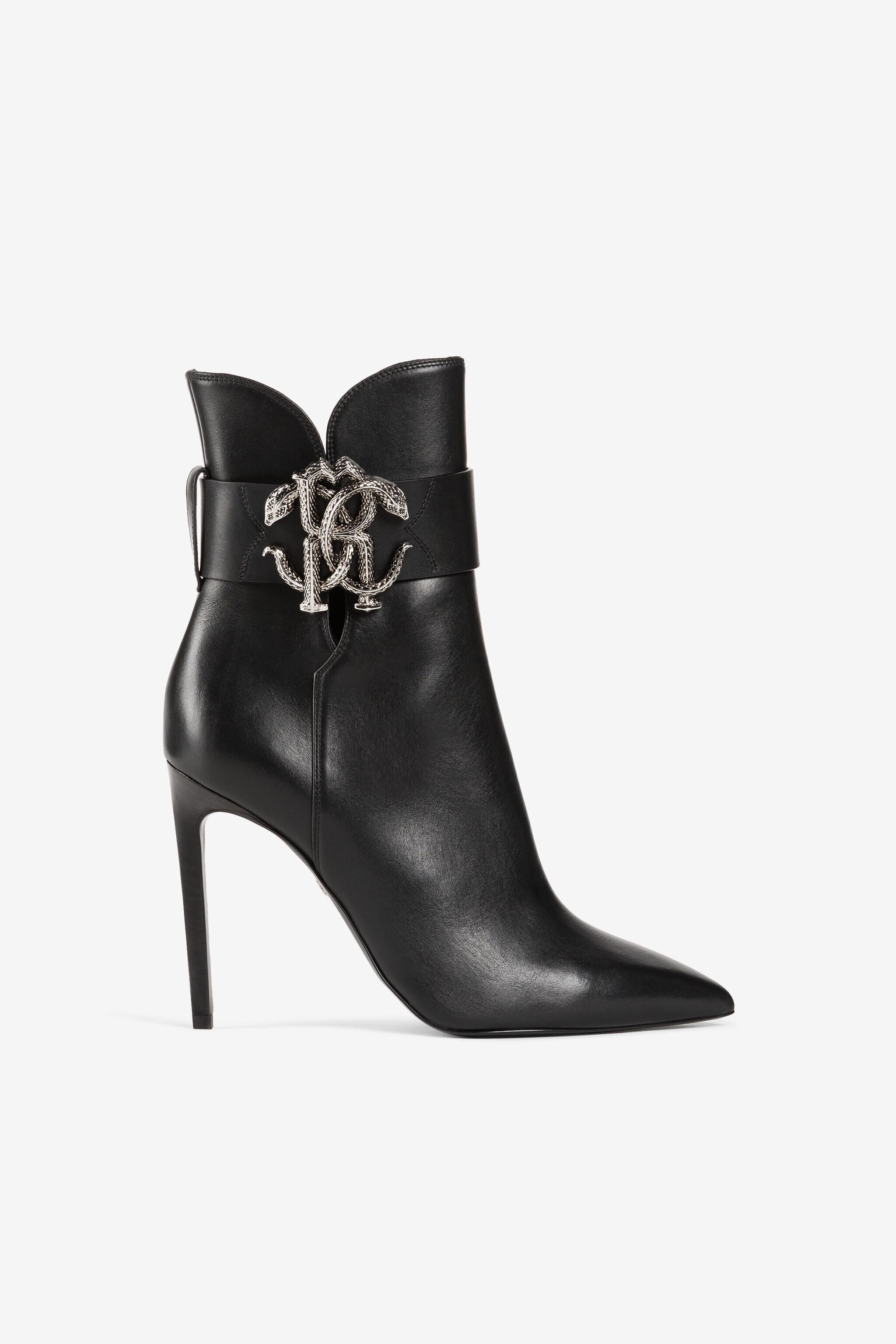 RC Stiefeletten mit Monogramm Mirror Snake RC Stiefeletten mit Monogramm Mirror Snake Schwarz/Silber RKS015-PZV10