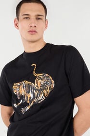 RC T-Shirt Aus Baumwolle Mit Tiger Schwarz VRT61B-JD060