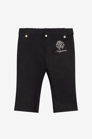 JU Schwarze Hose mit gesticktem Logo BLACK XJT21Z-RN001