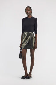 RC Leather skirt Croco print Argent TKP302-PN003