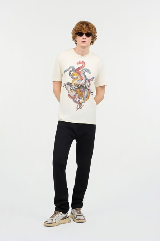 JC T-Shirt Mit Bunten Schlangen Elfenbein UFT061-UF081