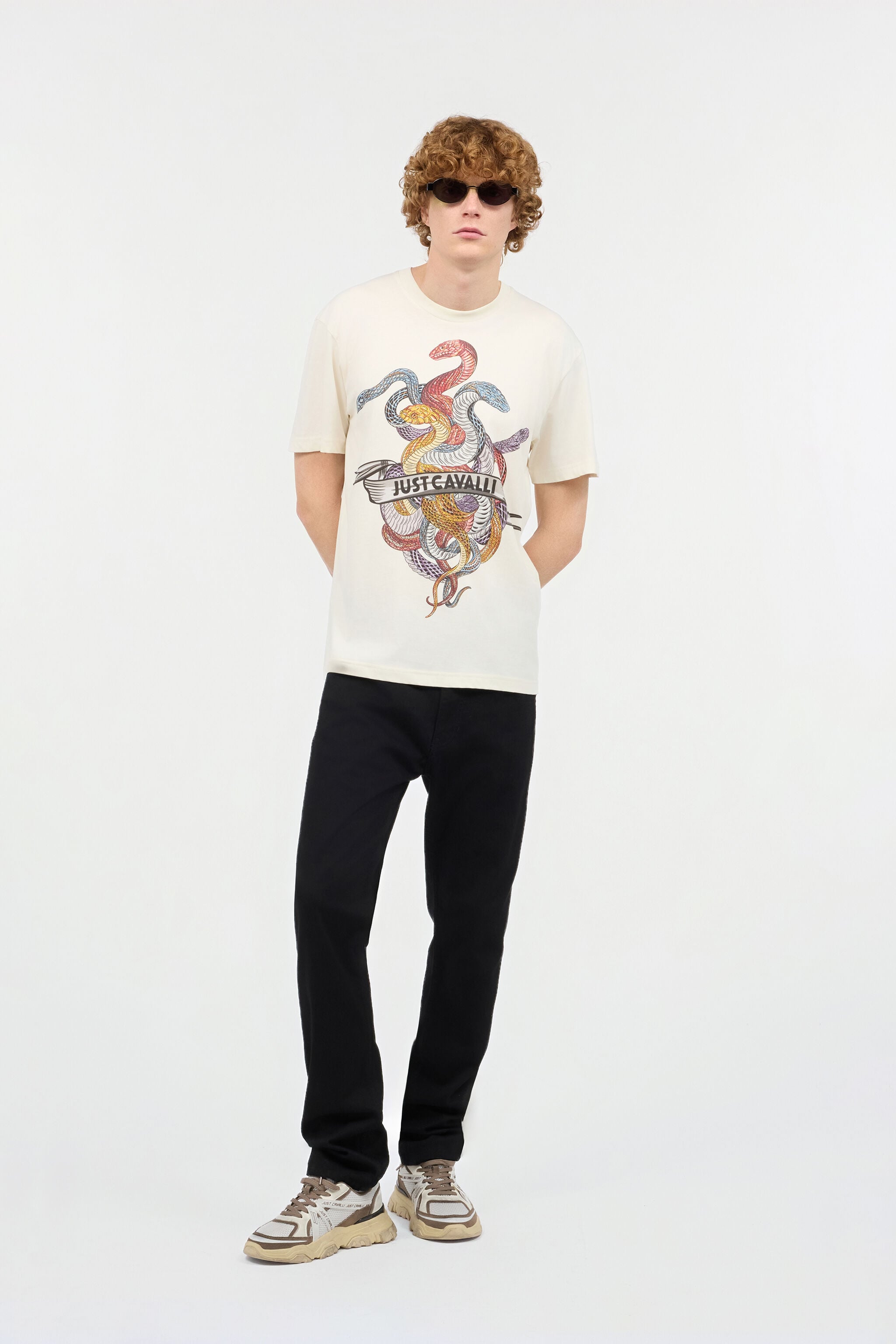 JC T-Shirt Mit Bunten Schlangen Elfenbein UFT061-UF081