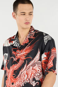 RC Printed Silk Bowling Shirt RC Printed Silk Bowling Shirt Black/Red VNT762-OZP75