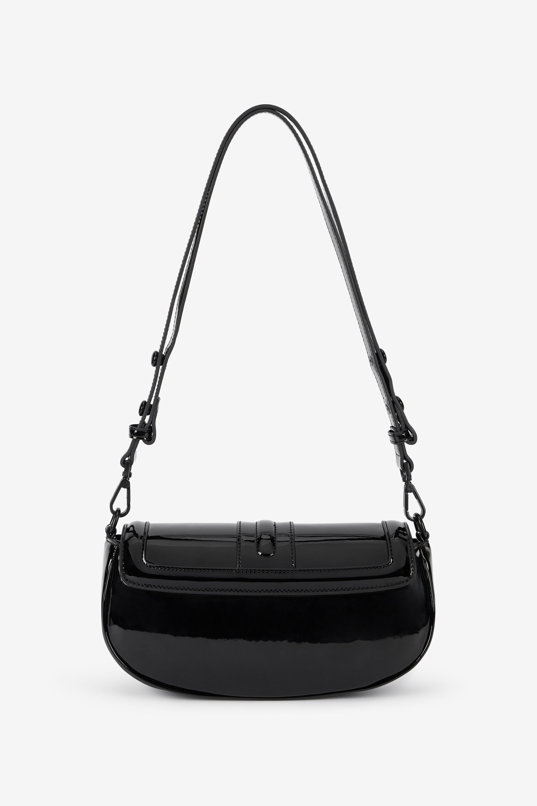JC Schwarze Glänzende Schultertasche Mit Logo JC Schwarze Glänzende Schultertasche Mit Logo BLACK VFB114-VF746