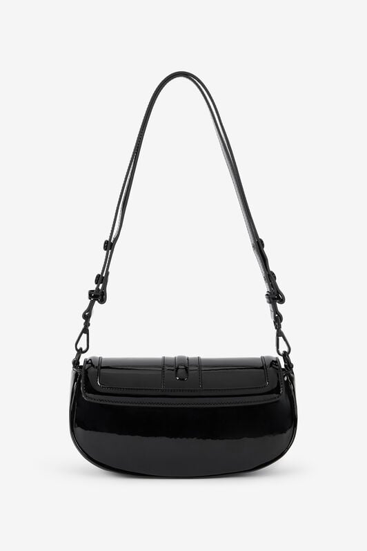 JC Schwarze Glänzende Schultertasche Mit Logo JC Schwarze Glänzende Schultertasche Mit Logo BLACK VFB114-VF746