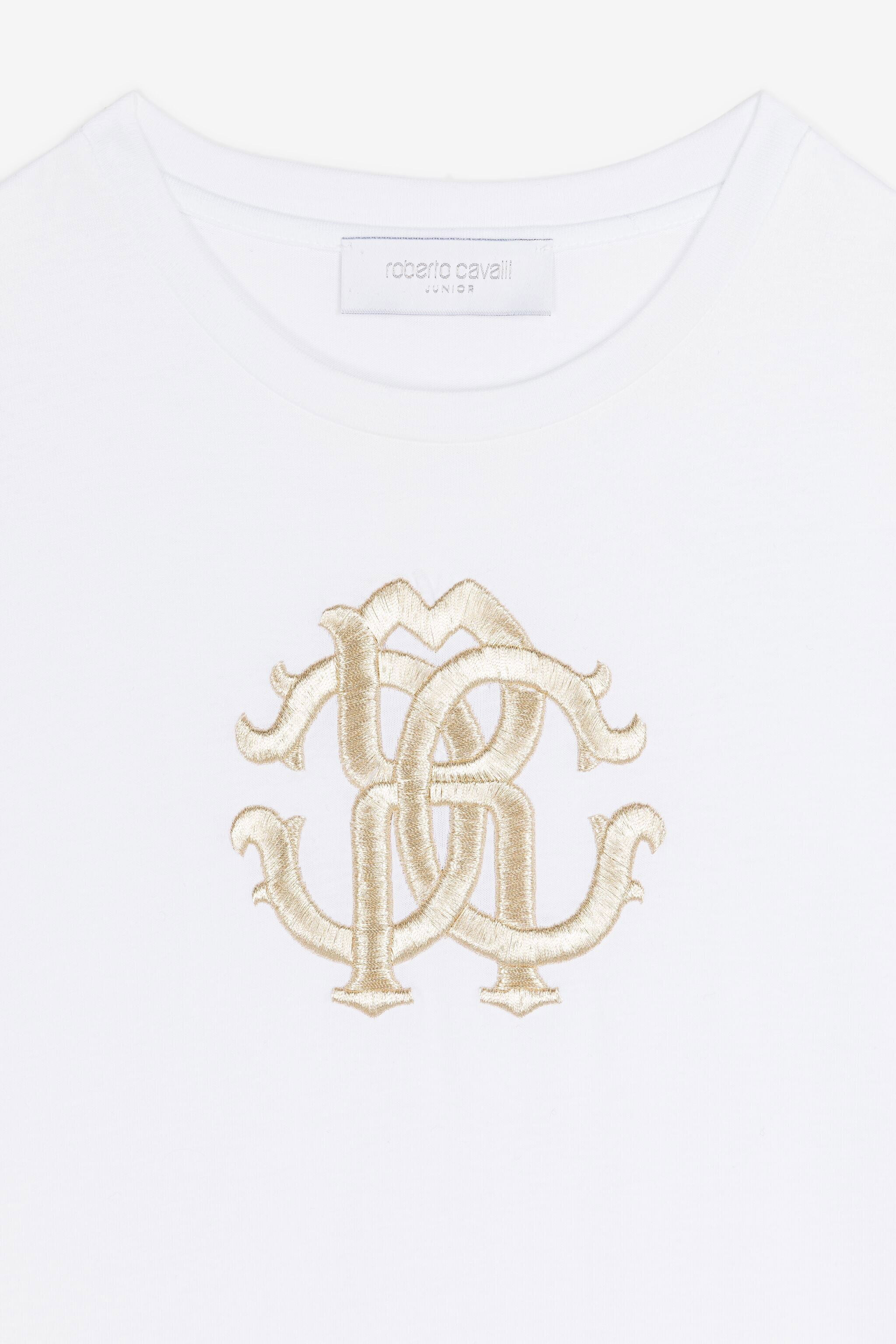 JU T-shirt en coton à broderie RC Monogram JU T-shirt en coton à broderie RC Monogram Blanc RJT635-JD001