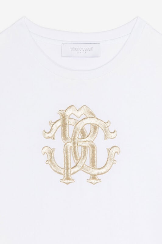 JU T-shirt en coton à broderie RC Monogram JU T-shirt en coton à broderie RC Monogram Blanc RJT635-JD001