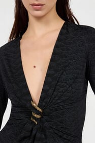 RC Dress With Serpentine Print And Jewel Detail BLACK XQT152-NLS36